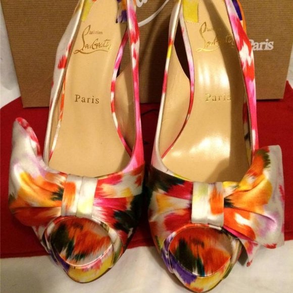 Christian Louboutin VENDOME SLING NODO Satin Bouquet Bow Heel Shoes Sandal - Picture 7 of 12